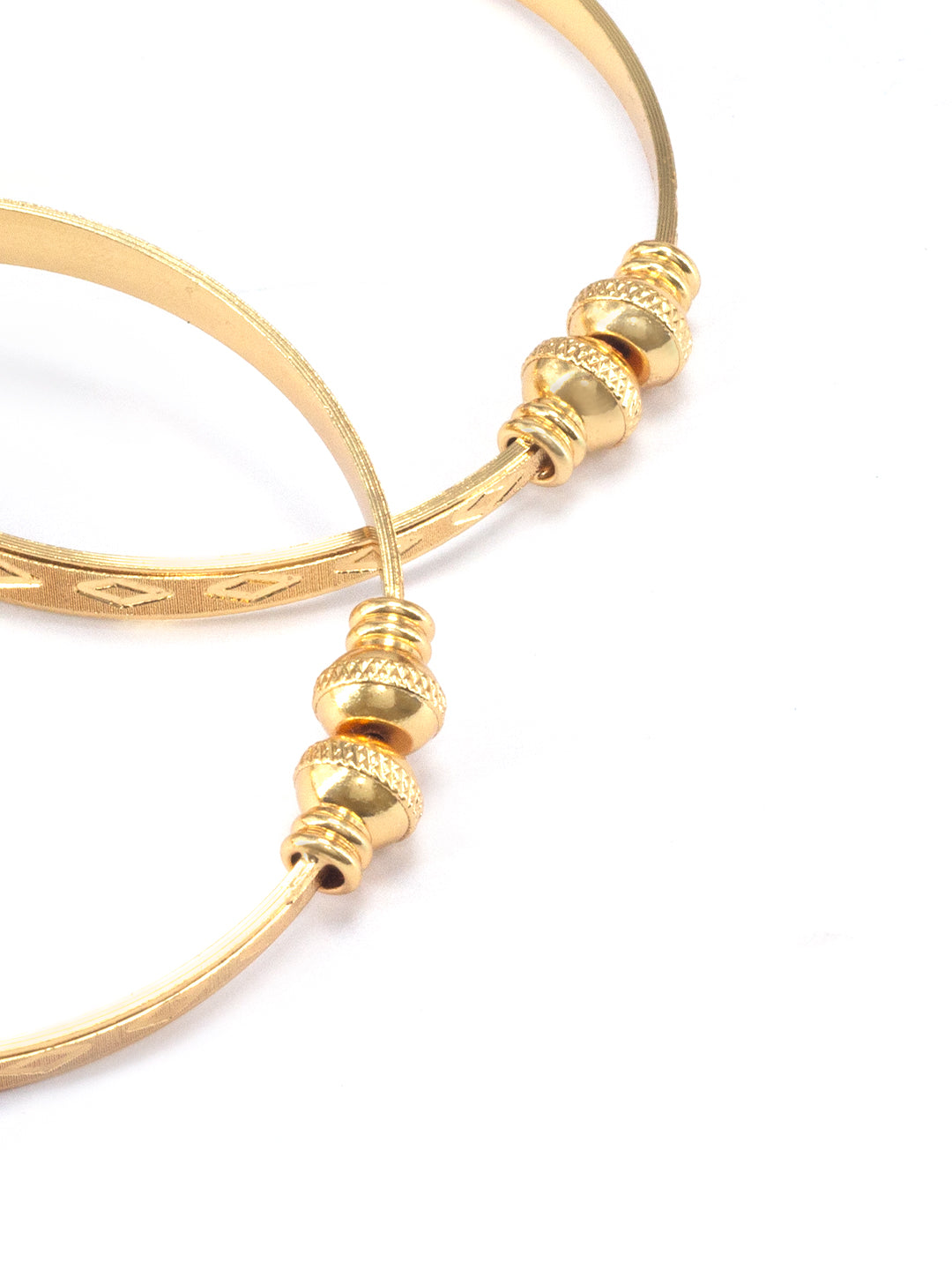 Gold Plated Kada Style Adjustable Brass Bangle Pair