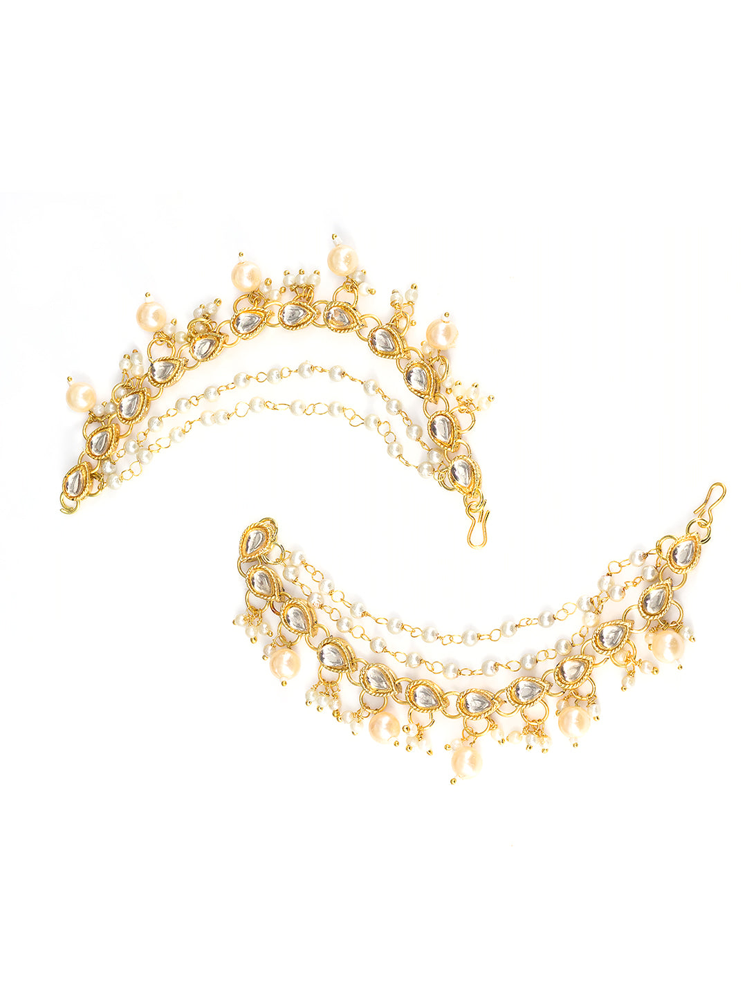 Artificial Stones & Beads Studded 3 Layered Ear Chain