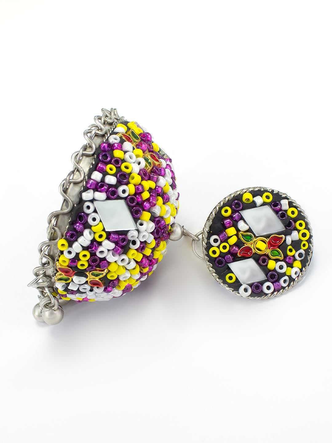 Black & Yellow Beads Drop Jhumka Earrings