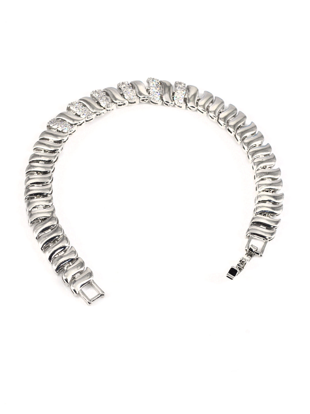 Stainless Steel Anti Tarnish American Diamond Link Chain Bracelet