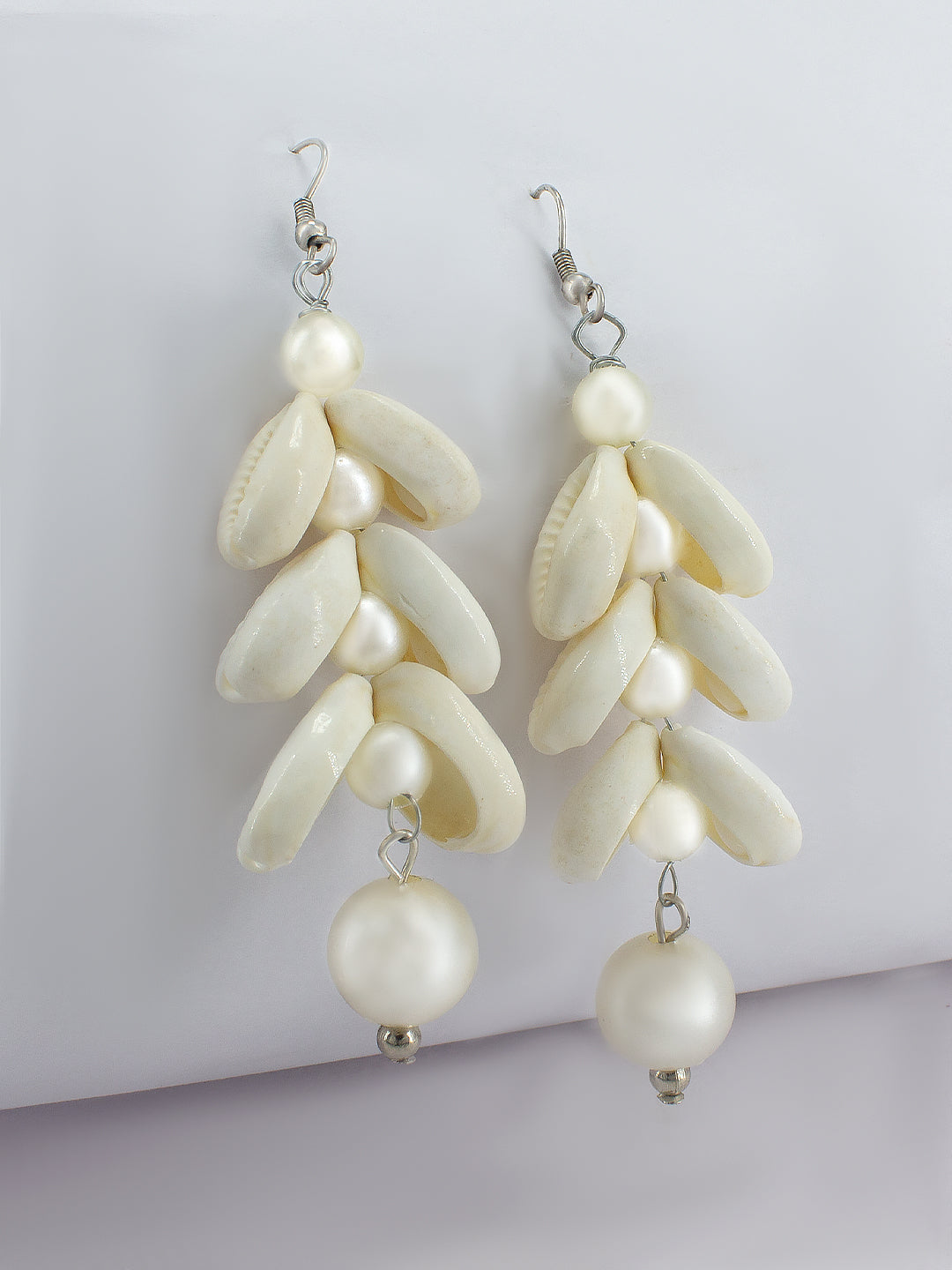 Faux Pearls & Shells Drop Earrings