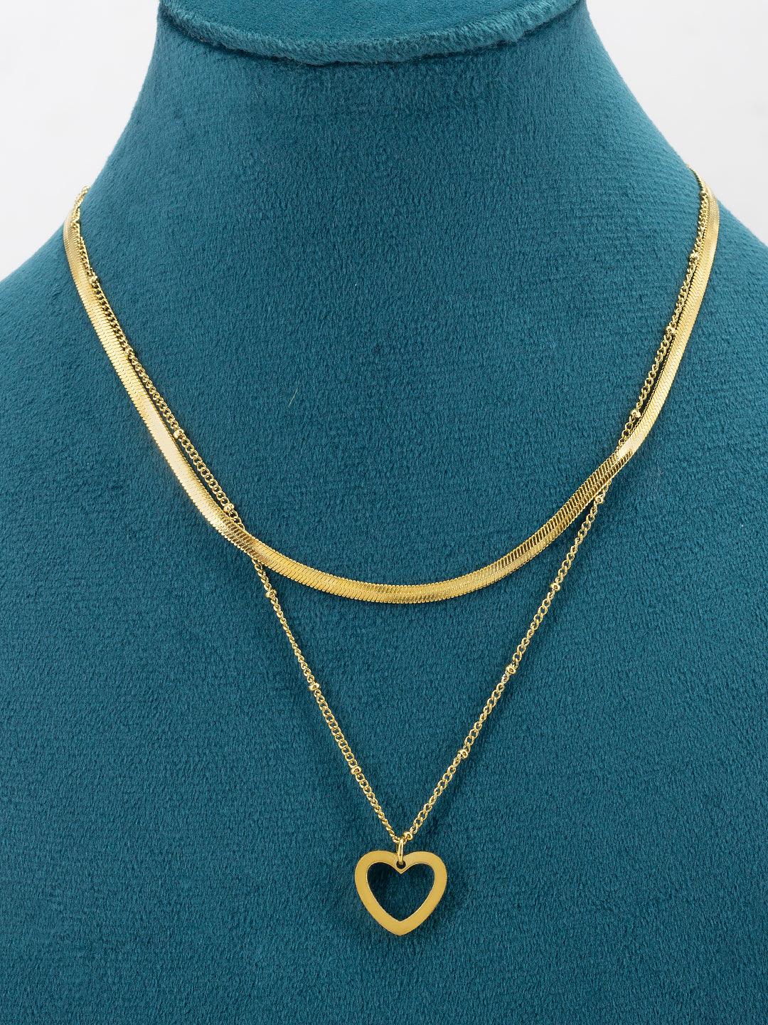 Double Layered Heart Stainless Steel Chain Necklace