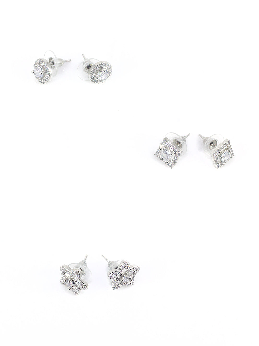 Pack of 3 Geometric AD Trendy Earrings