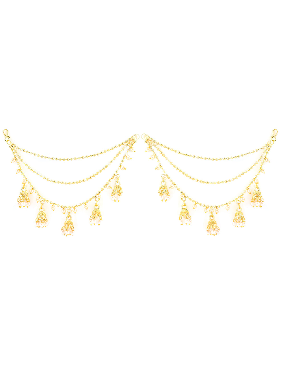 Bahubali Jhumki Ear Chain 3 Layered