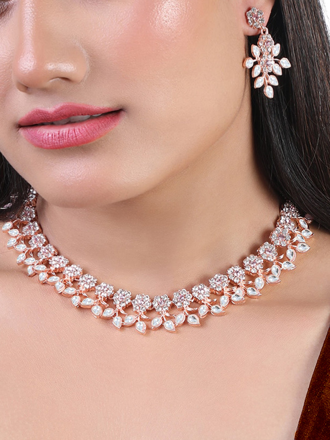 Floral Kundan Stone Jewellery Set