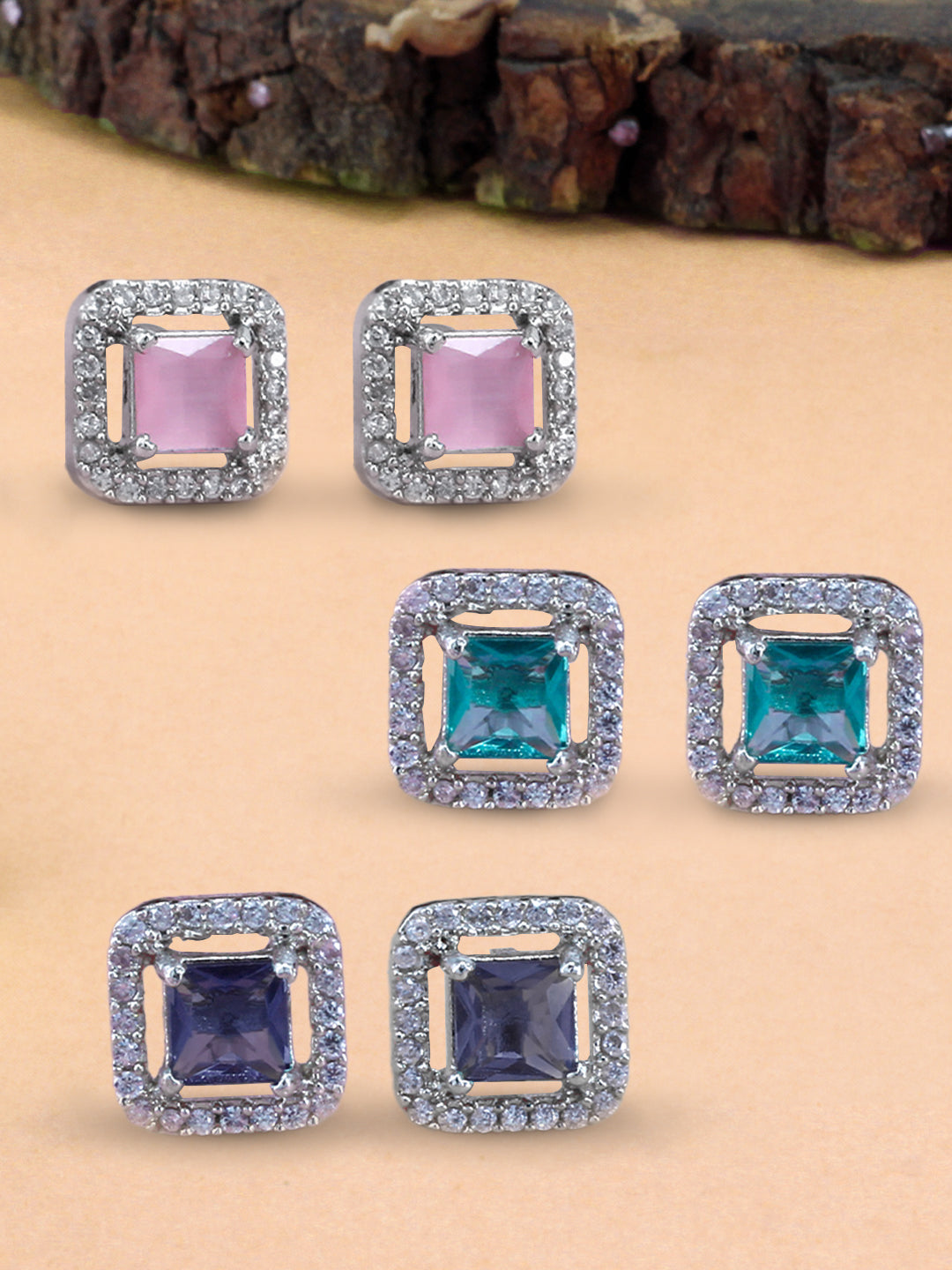 Pack of 3 Trendy AD Stud Earrings
