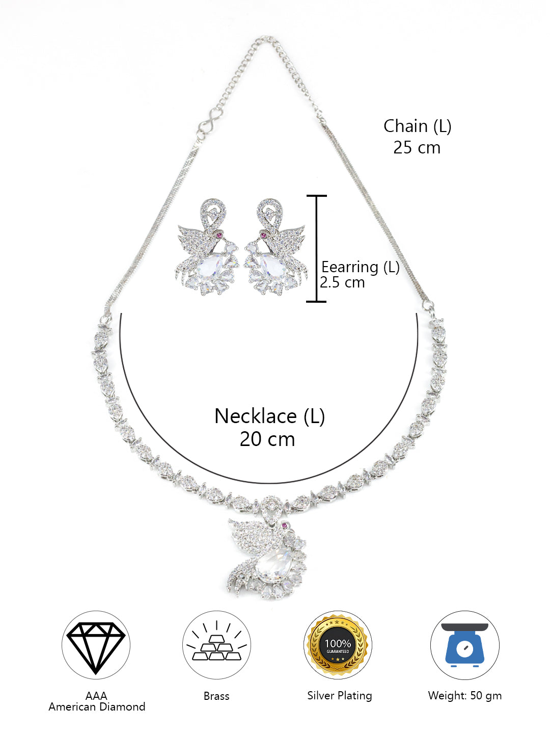 AD Bird Designer Sleek Jewellery Set with Earrings
