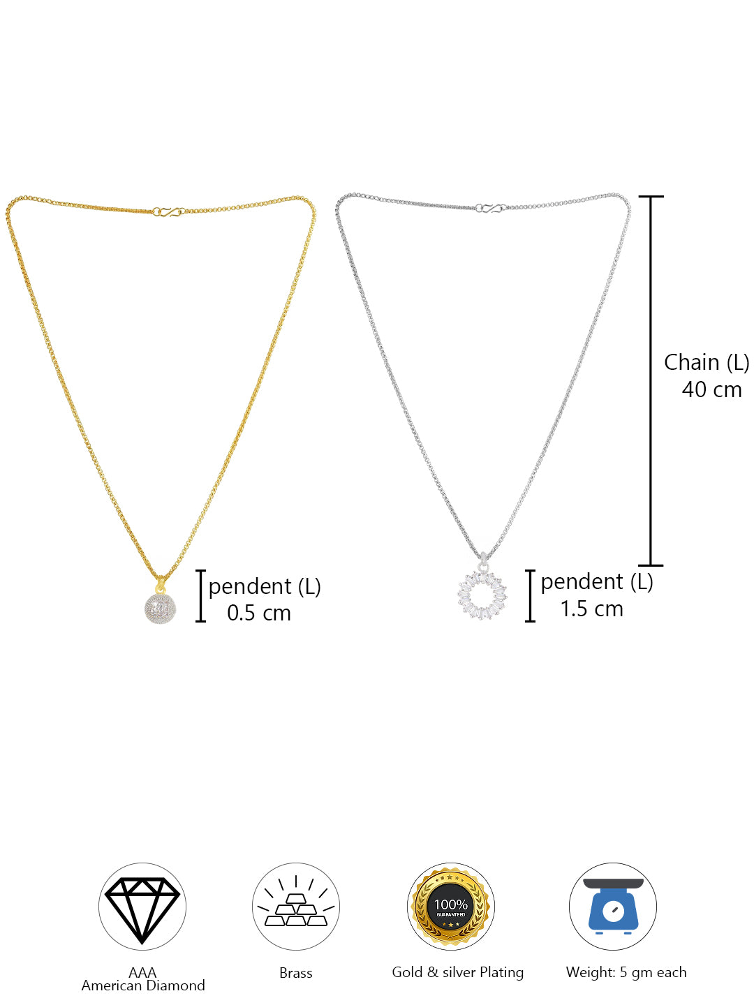 Set of 2 AD-Studded Minimal Pendant Set