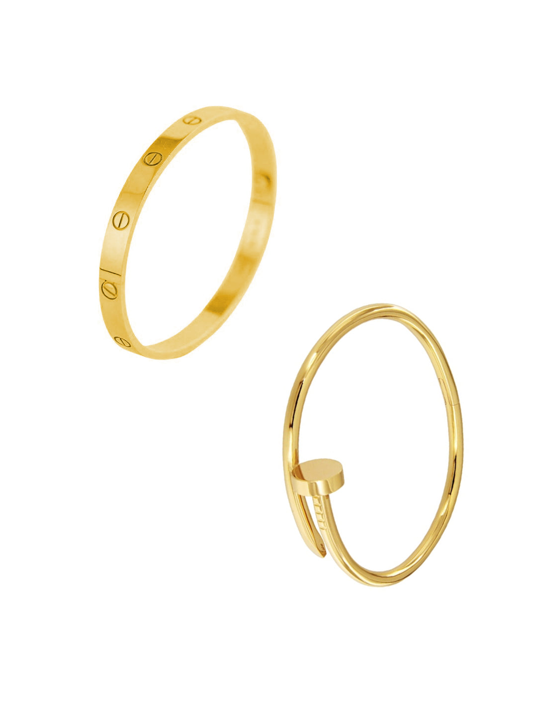 Pack of 2 Gold Plated Anti-Tarnish Stainless Steel Bracelet Set