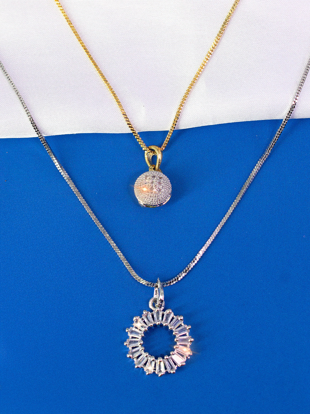 Set of 2 AD-Studded Minimal Pendant Set