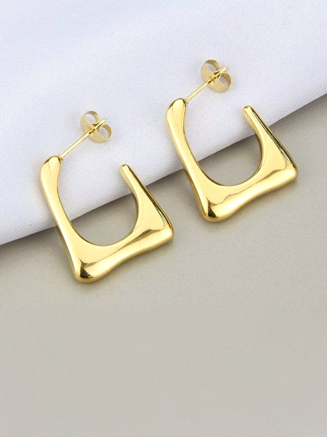 Stainless Steel Anti Tarnish U Cut Half Hoop Earrings