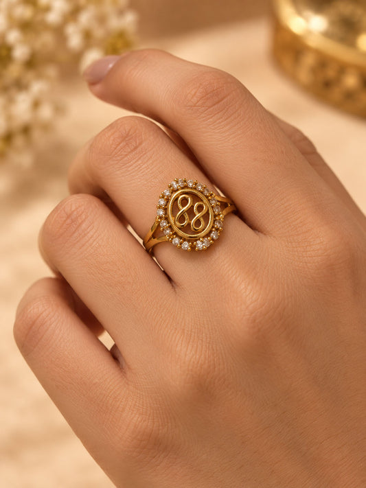 22K Gold Plated AD Finger Ring for Women
