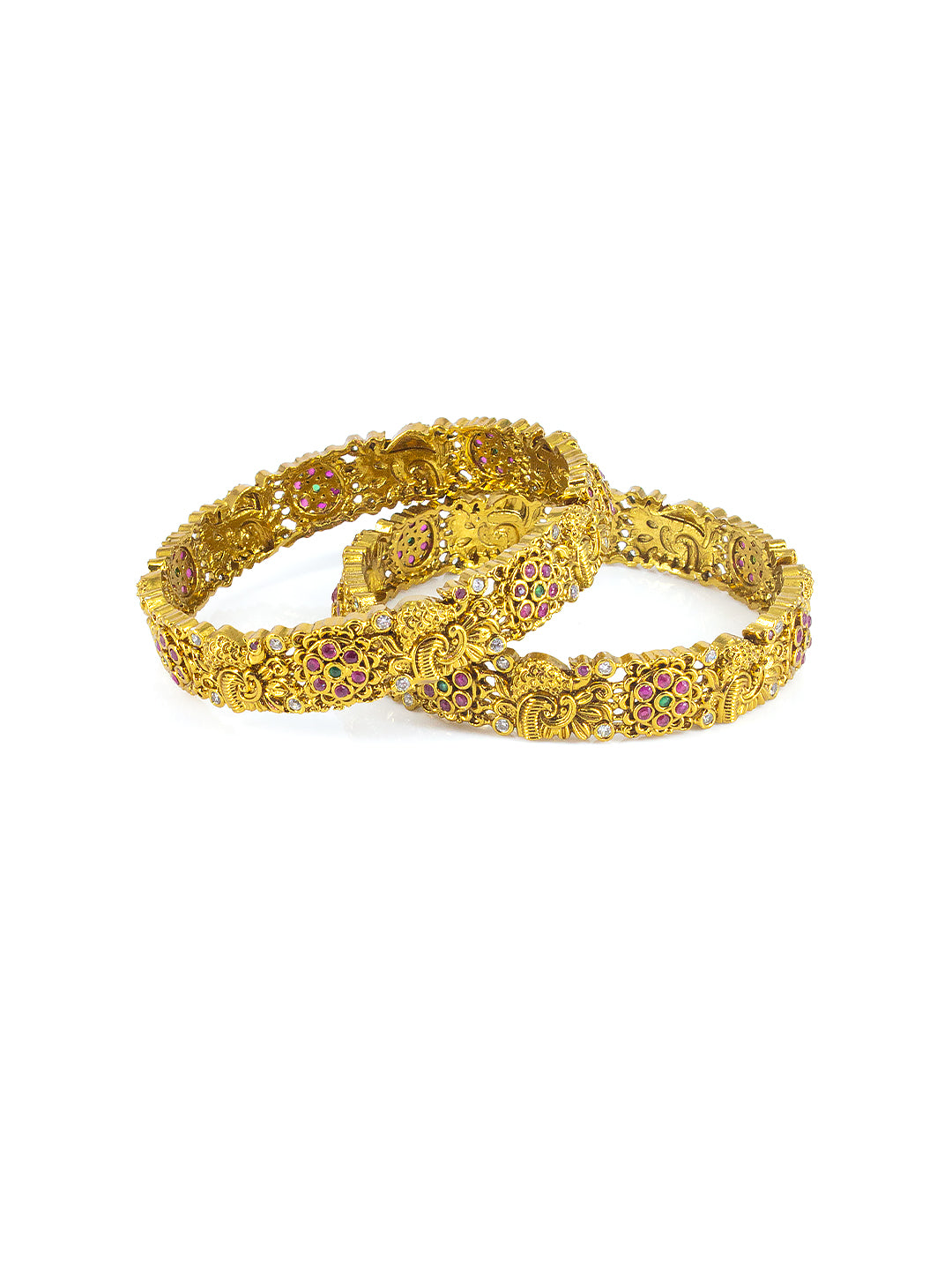 Set Of 2 Gold-Plated American Diamond Studded Bangles