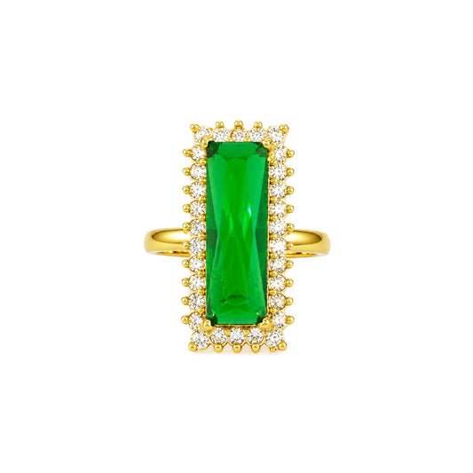 Gold Plated Green AD Finger Ring for Women