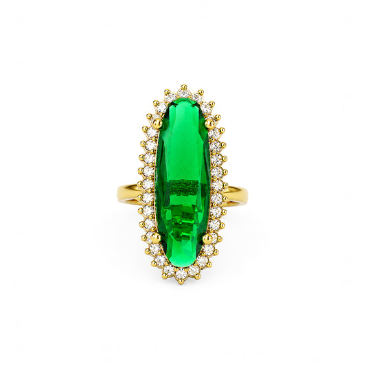 Gold Plated Green AD Finger Ring for Women