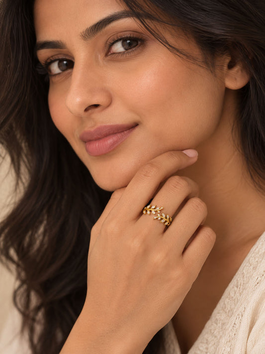 22K Gold Plated AD Finger Ring for Women