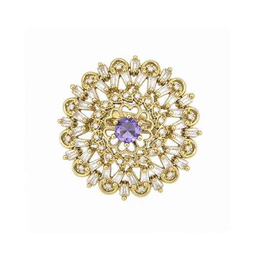 Gold Plated Purple AD Finger Ring for Women