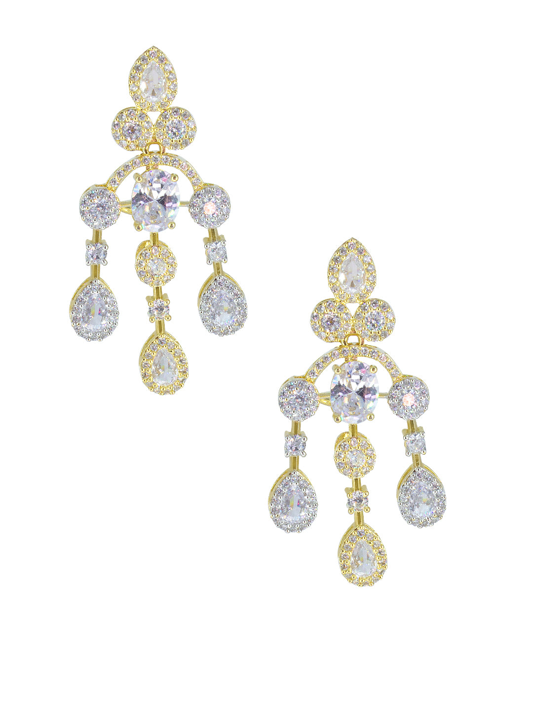 Gold Plated AD Semi Bridal Jewellery Set With Maang Tika For Women