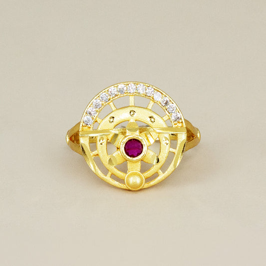 Gold Plated Anti Tarnish Red AD Finger Ring for Women