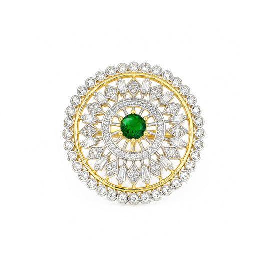 Gold Plated Green AD Finger Ring for Women