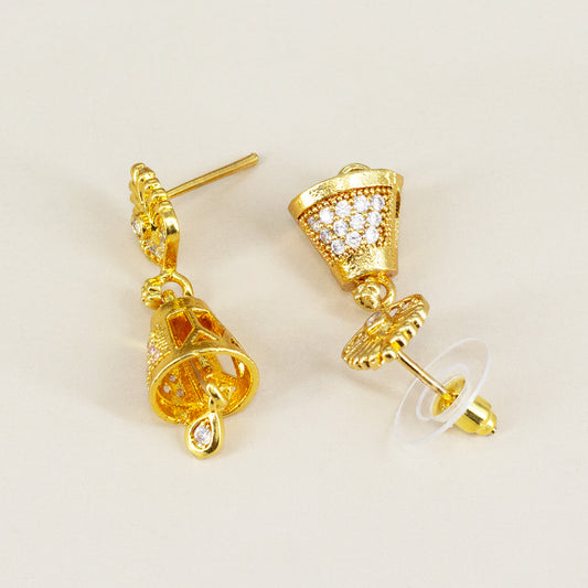 Micro Gold Plated AD Jhumki Earrings for Women