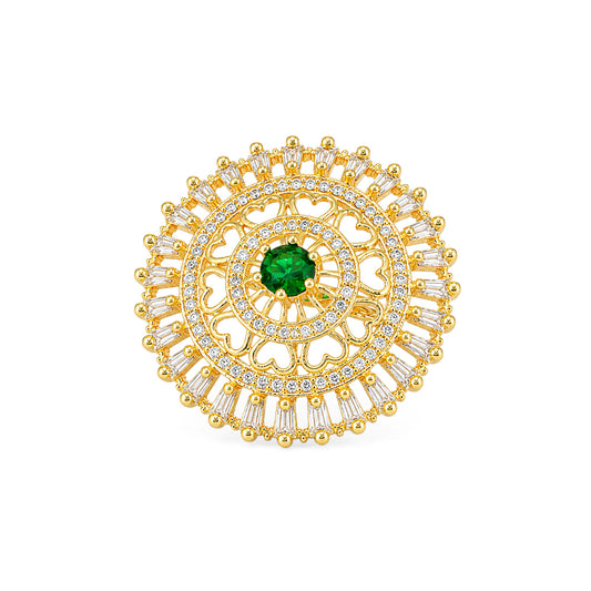 Gold Plated Green AD Finger Ring for Women
