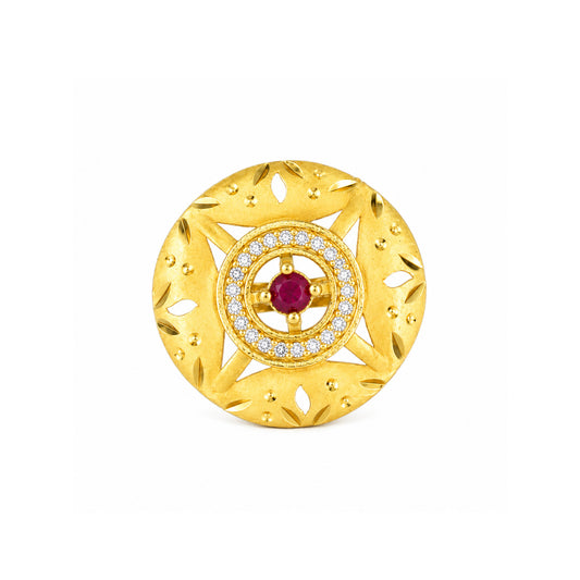 Gold Plated Anti Tarnish Red AD Finger Ring for Women