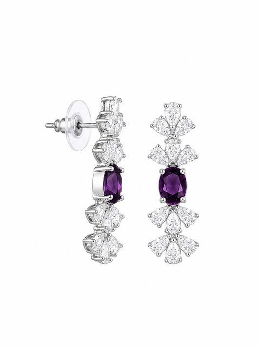 Silver Plated Purple AD Jewellery Set for Women