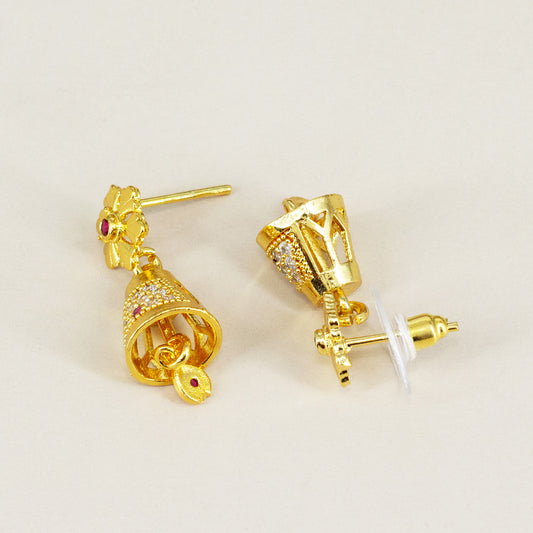 Micro Gold Plated AD Jhumki Earrings for Women