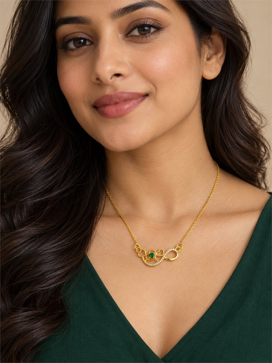 Gold Plated Green AD Pendant for Women