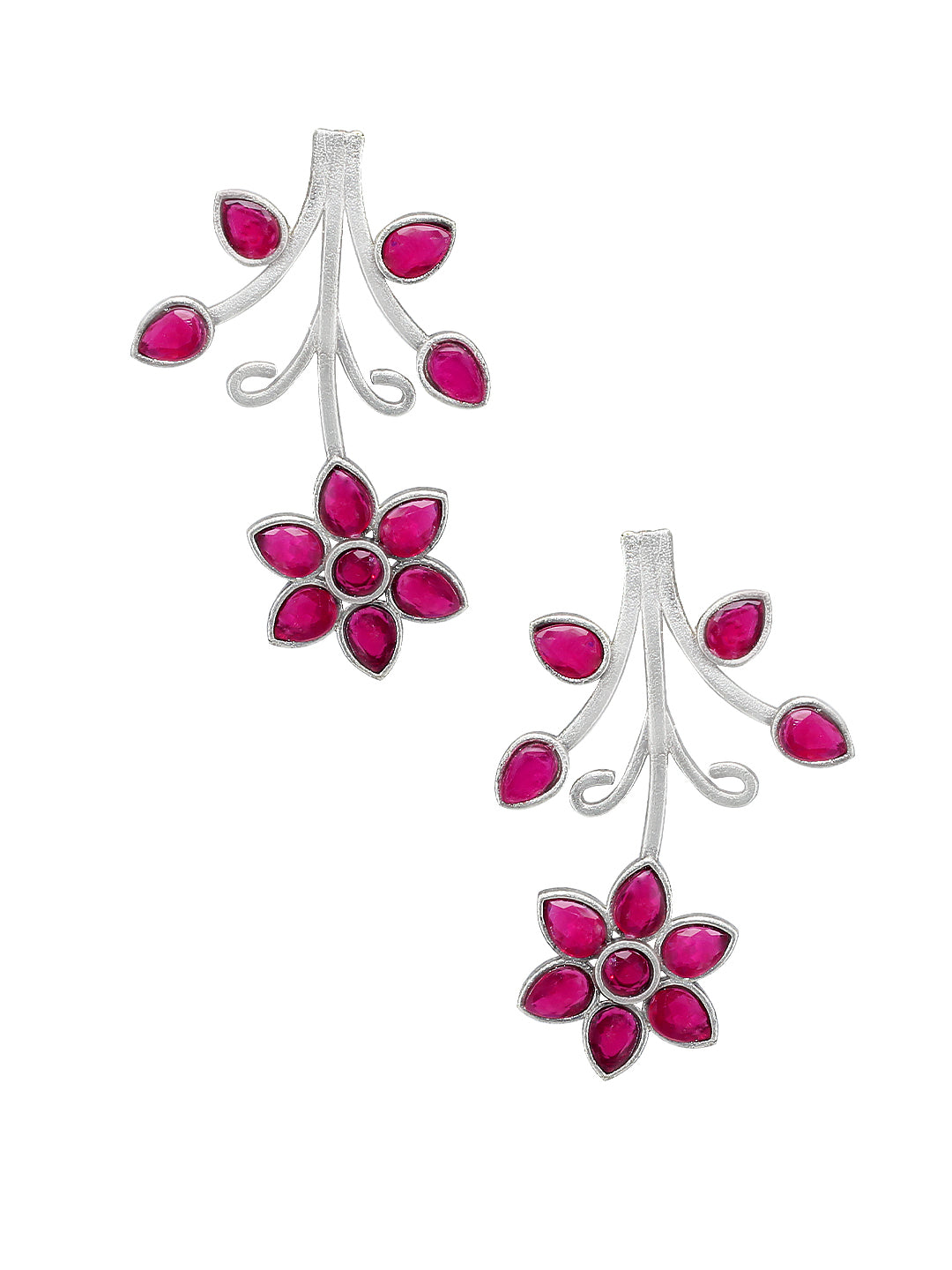 Classic Pink Floral Drop Earrings