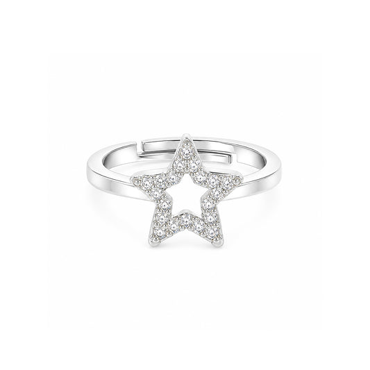 Silver Plated AD Star Finger Ring for Women