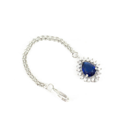 Silver Plated Blue AD Maang Tikka for Women