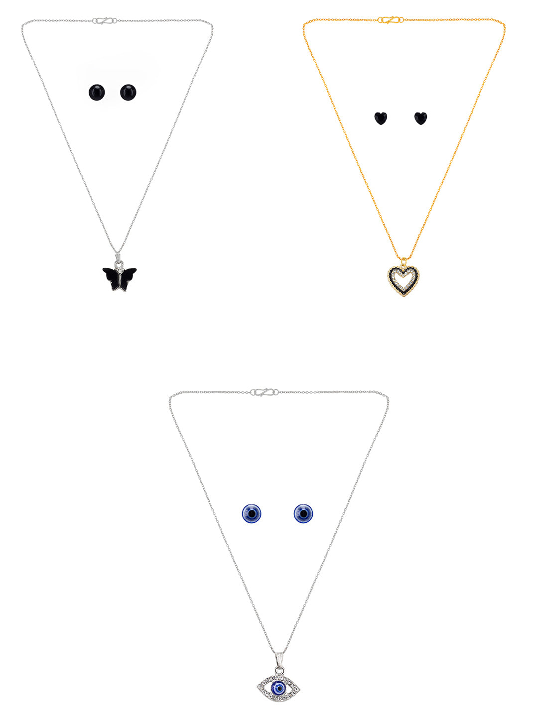 Pack of 3 Trendy Pendants & Earrings Set Gift