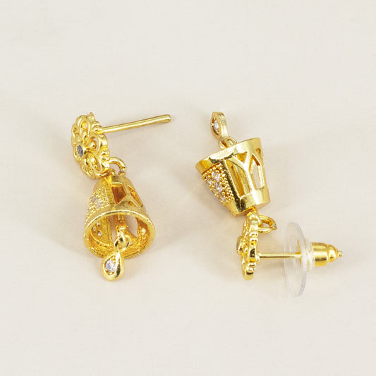 Micro Gold Plated AD Jhumki Earrings for Women