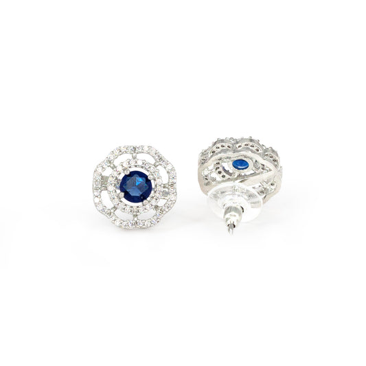 Rhodium Plated AD Studs Earrings for Women