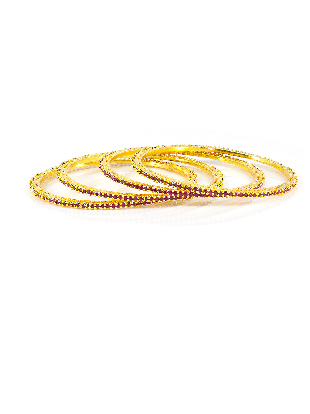 Set Of 4 Gold-Plated American Diamond-Studded Bangles
