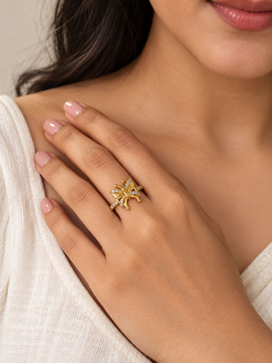 22K Gold Plated AD Finger Ring for Women