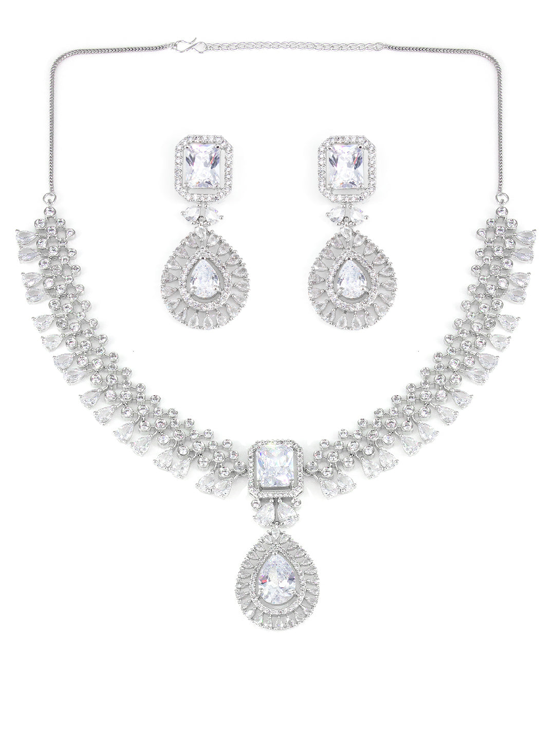 Rhodium Plated AD Designer Jewellery Set