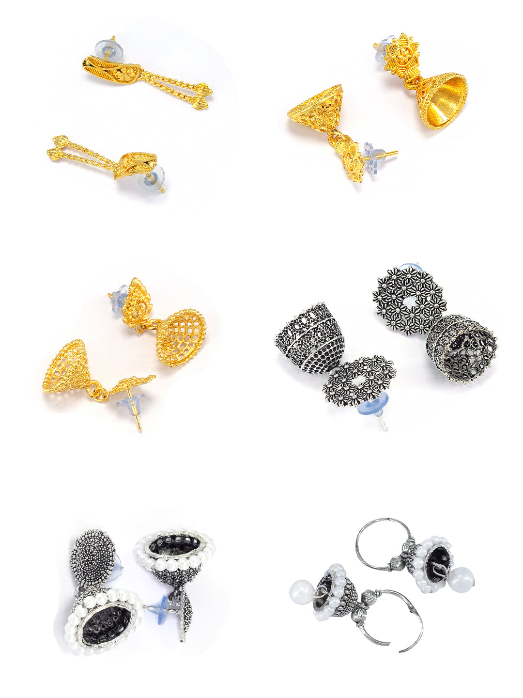 Pack of Six Small Jhumki Earrings