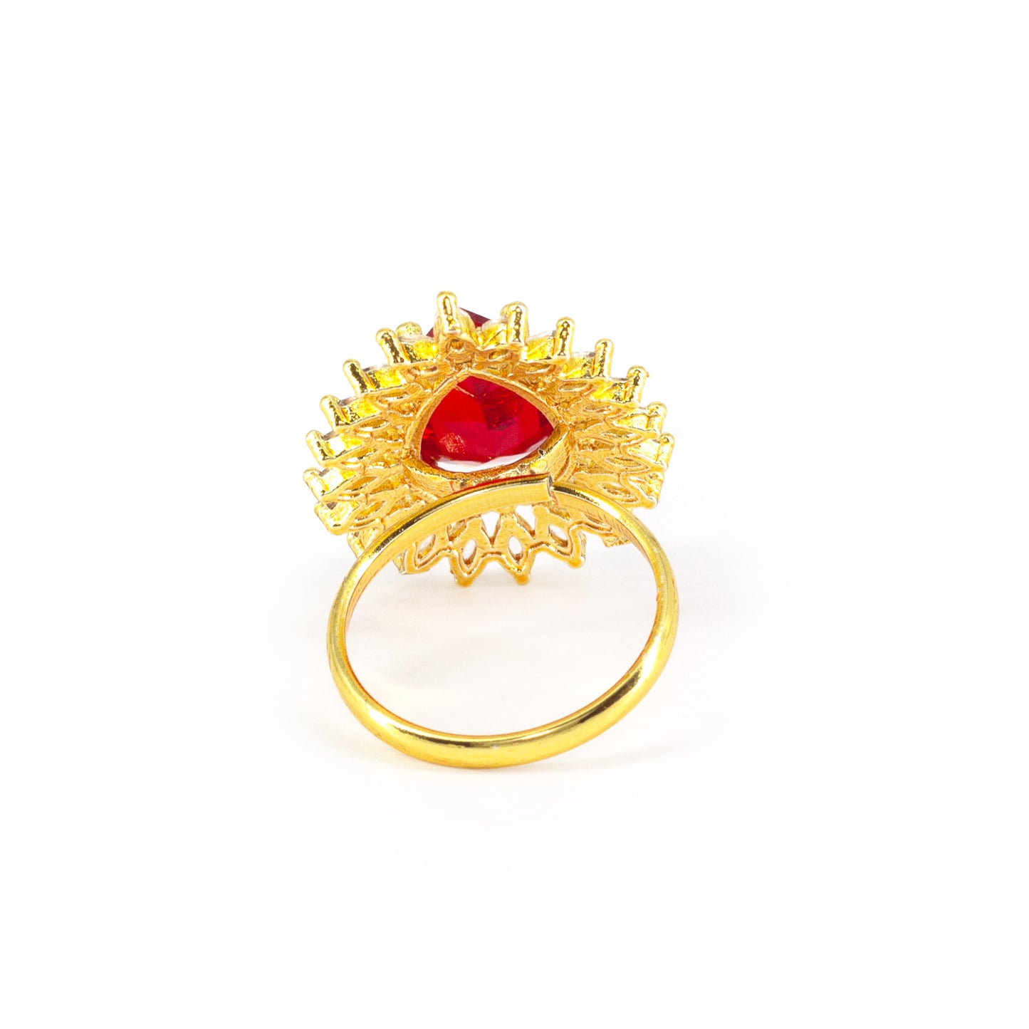 Gold Plated Red AD Adjustable Ring for Women