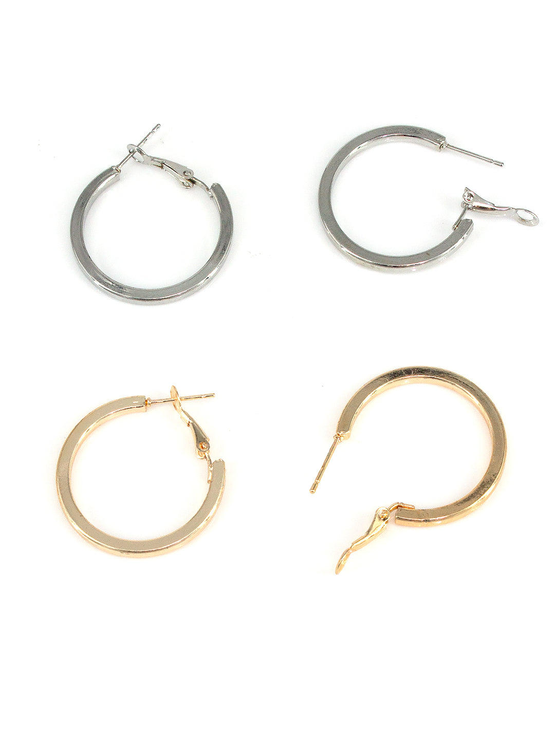 Set of 2 Silver and Gold Plated Hoop Earrings