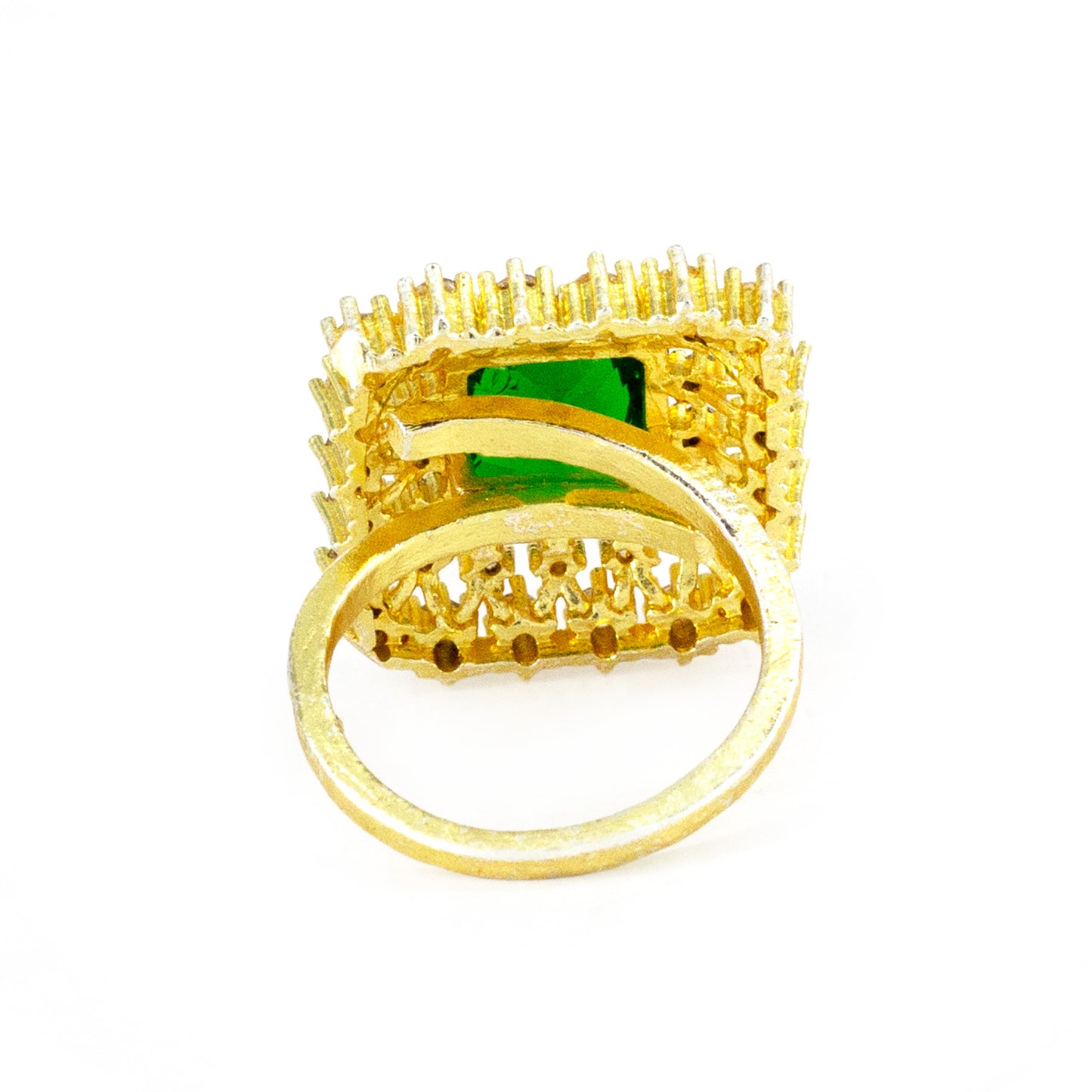 Gold Plated Green AD Adjustable Ring for Women