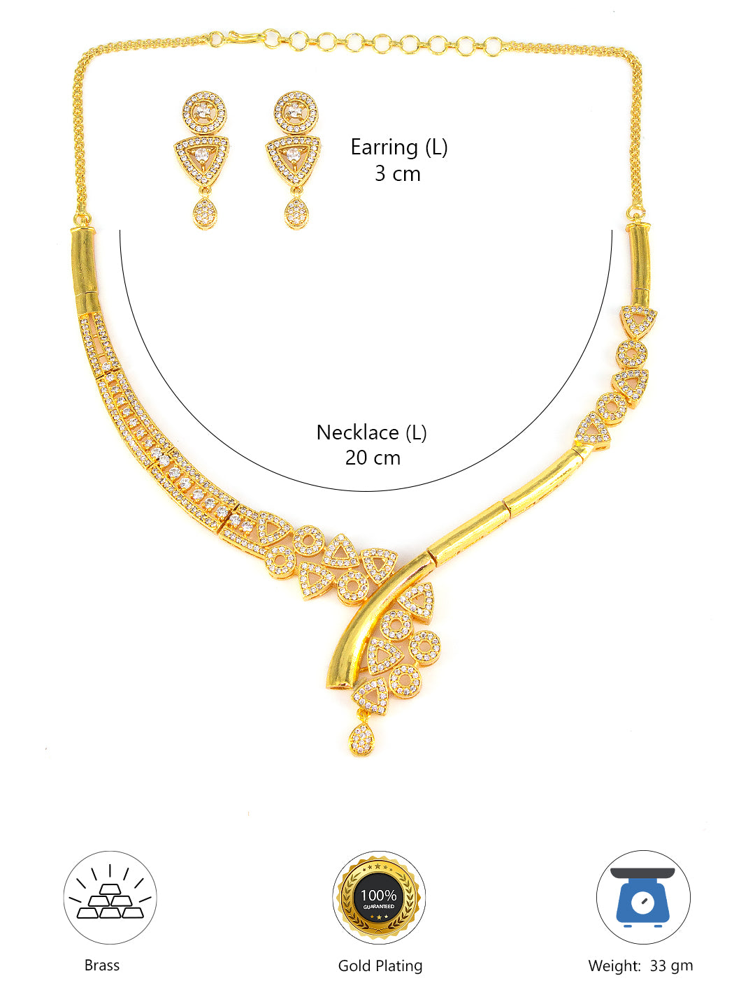 Gold Plated Designer AD Jewellery Set