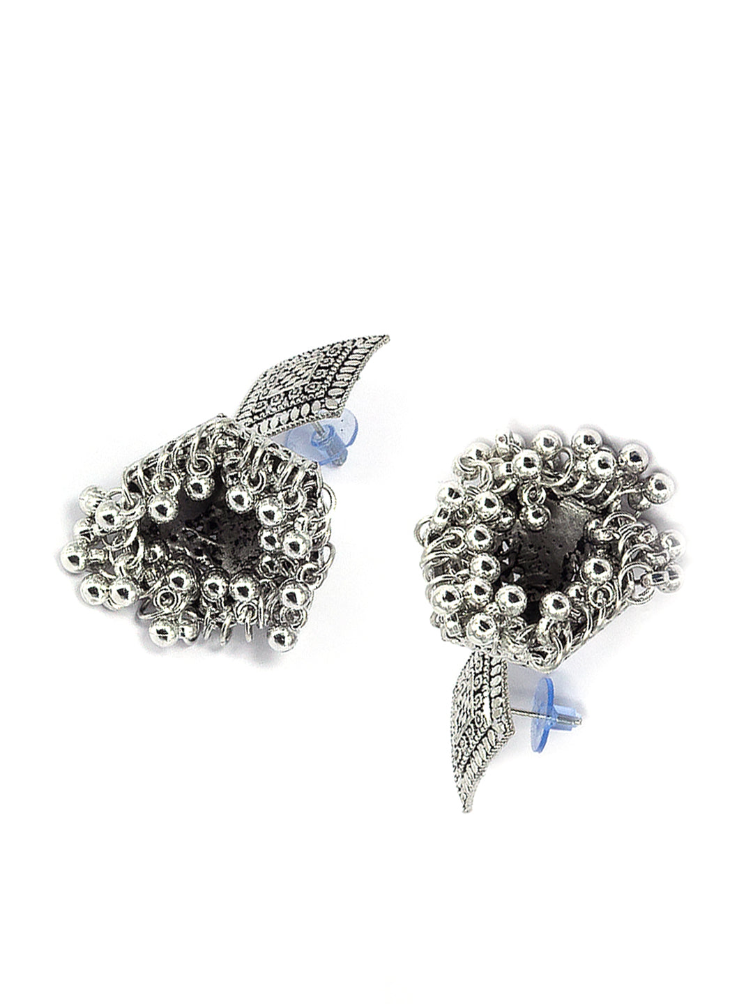 Silver Oxidised Jhumka Earrings