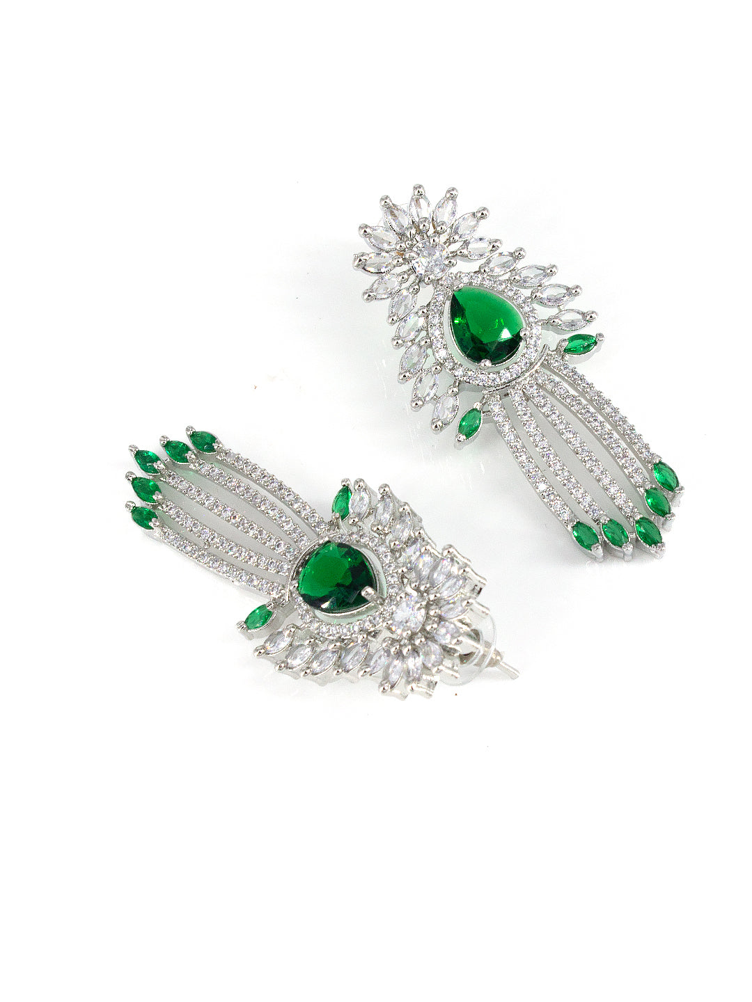 American Diamond Studded Green Jewellery Set For Women And Girls