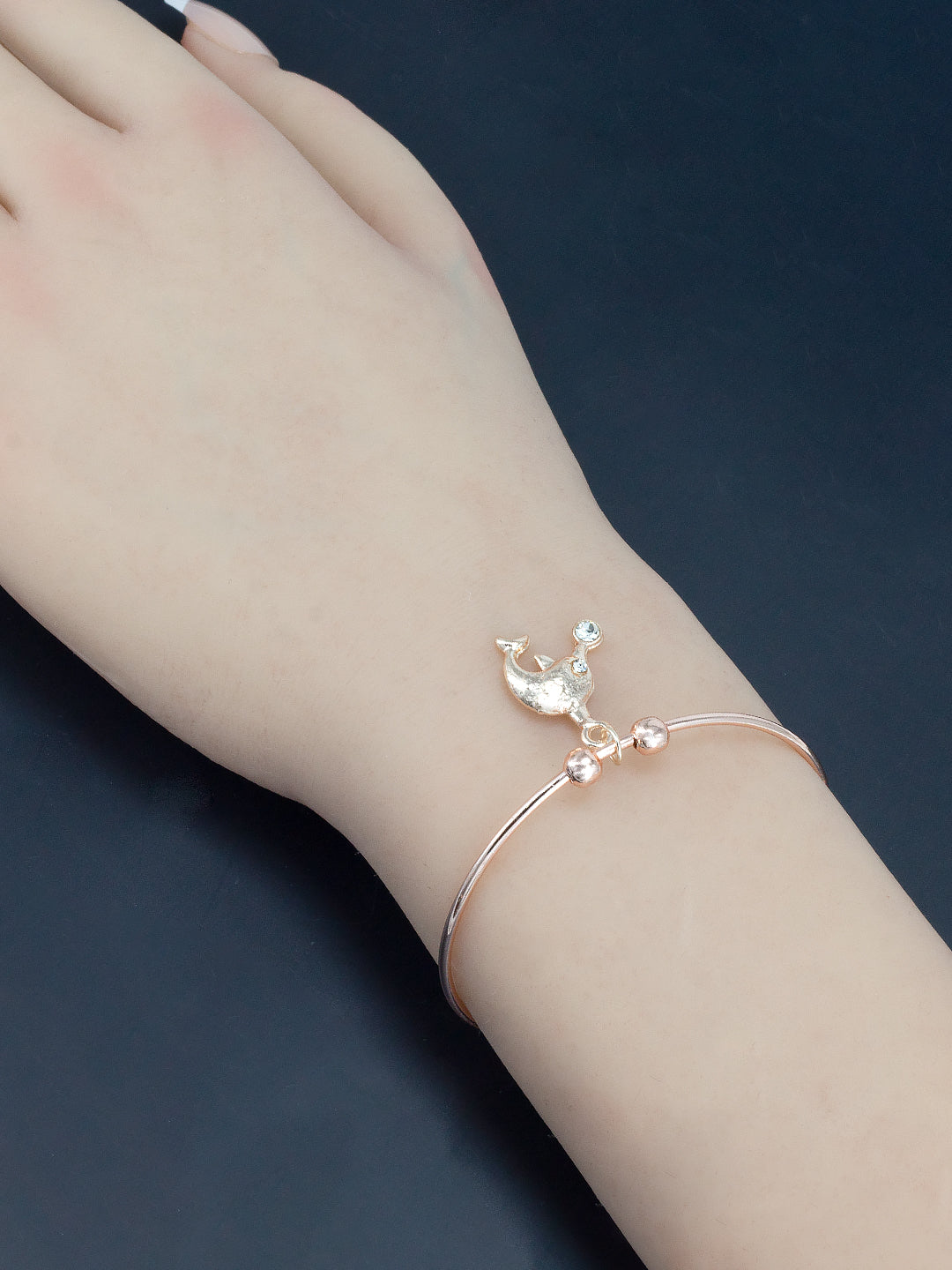 Pack of 2 Silver & Rose Gold Plated Dolphin & Evil Eye Bracelets