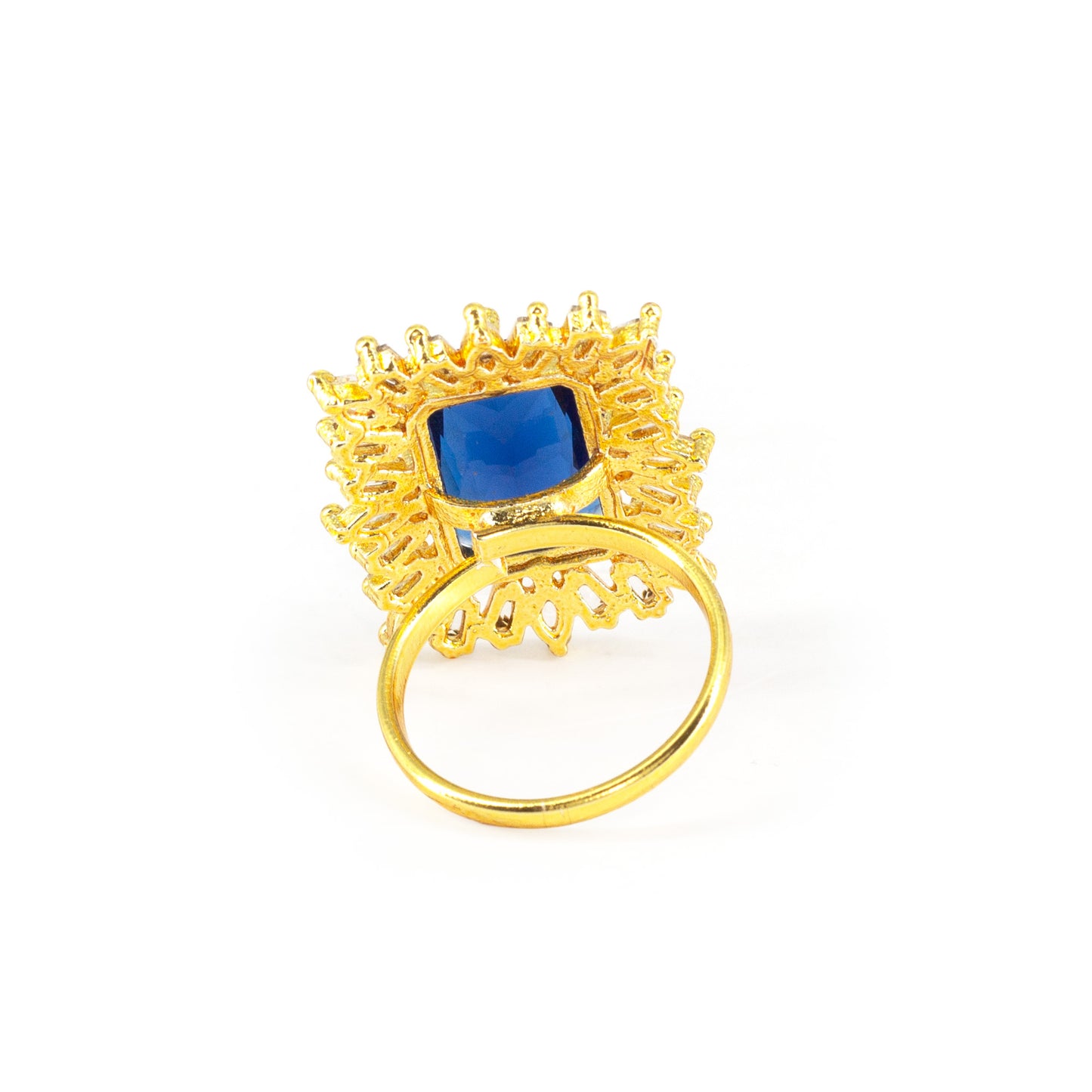 Gold Plated Blue AD Adjustable Ring for Women
