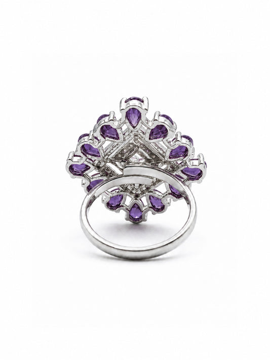 Silver Plated Purple AD Finger Ring for Women