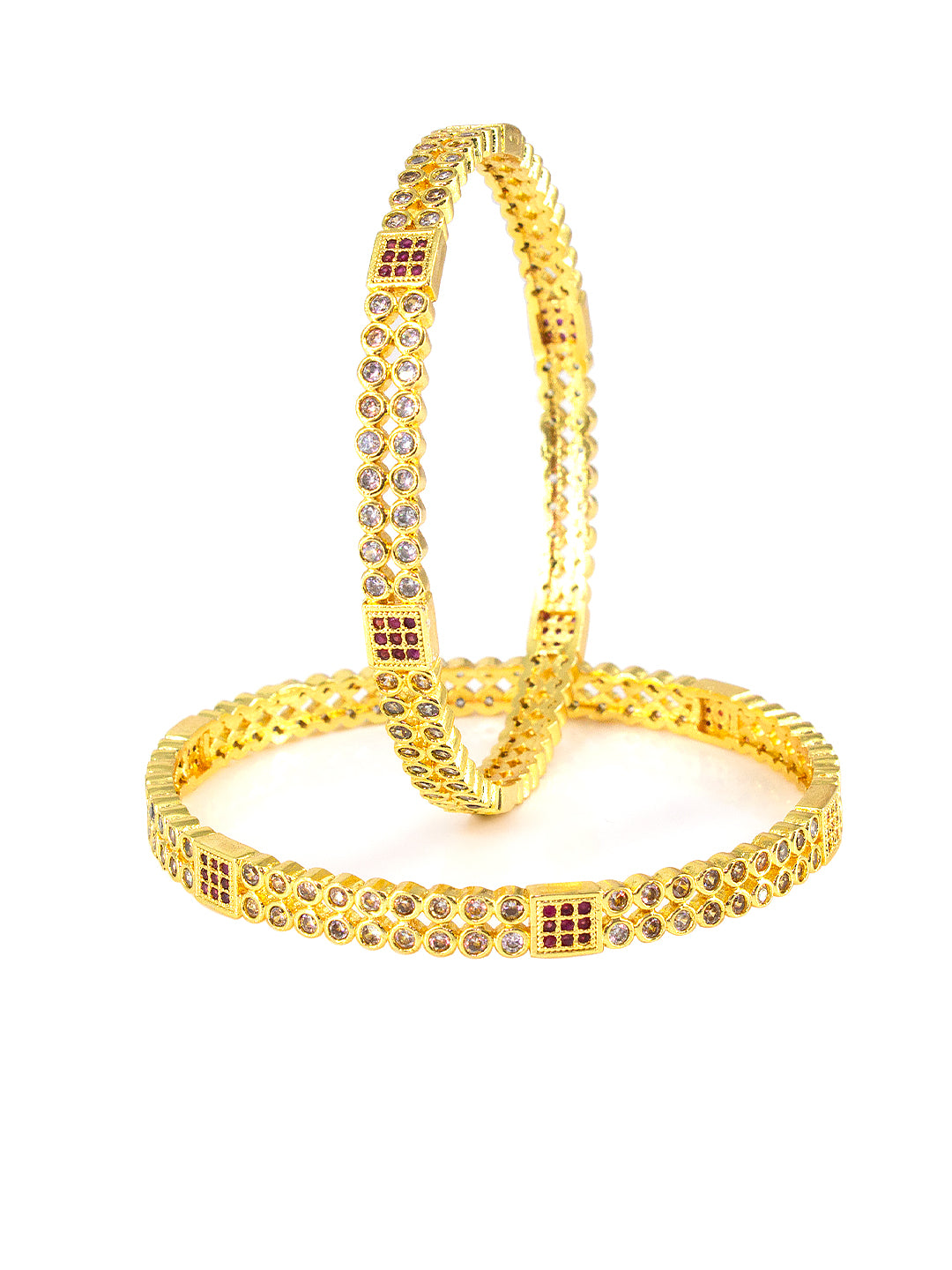 Set Of 2 Gold-Plated American Diamond Studded Bangles